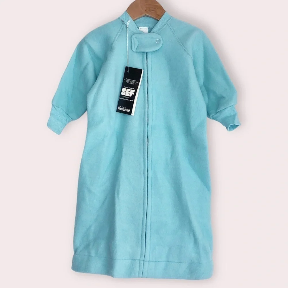 NWT Vintage blanket sleep sack robin’s egg blue Monsanto fabric infant‎ one size